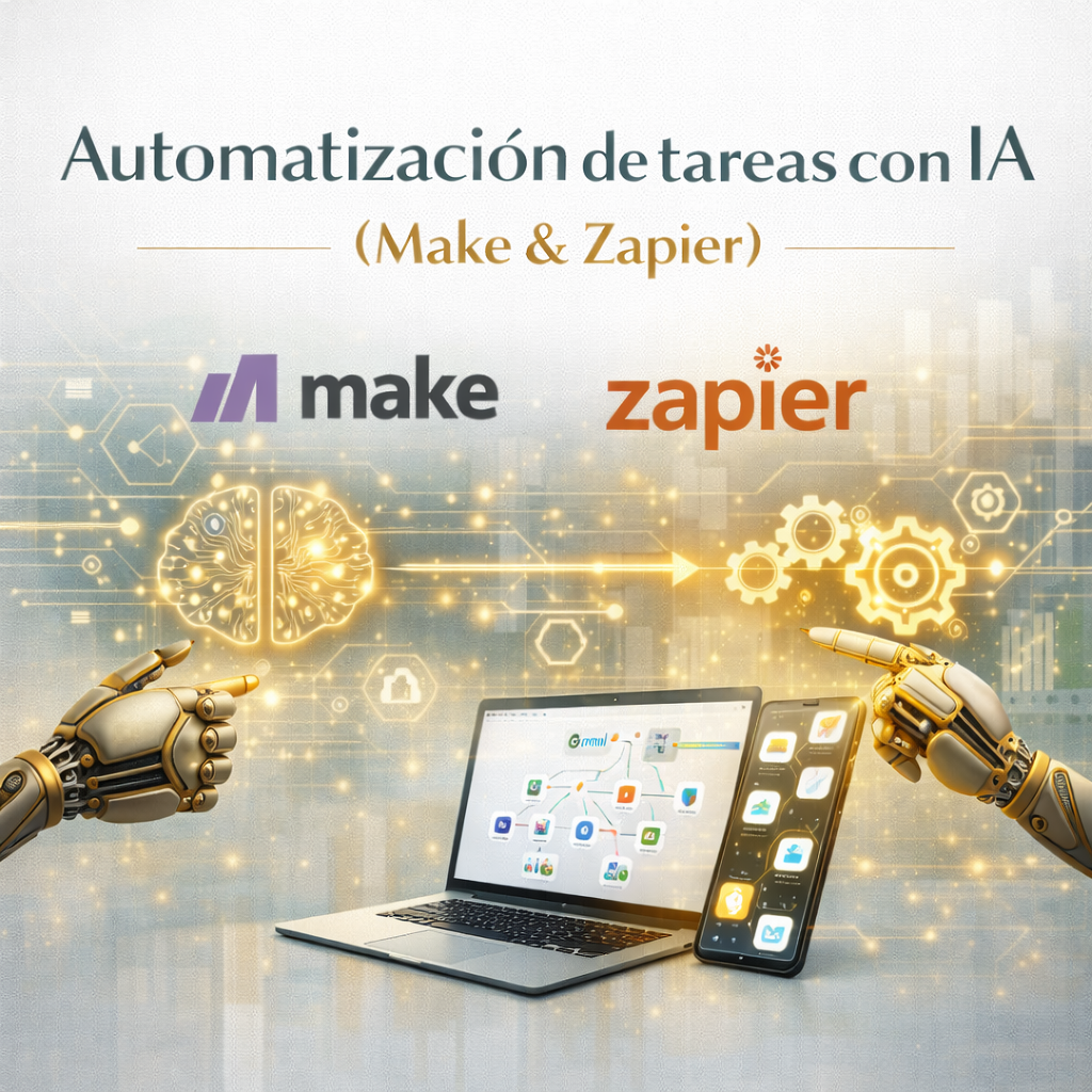 Automatización de tareas con IA (Make & Zapier)